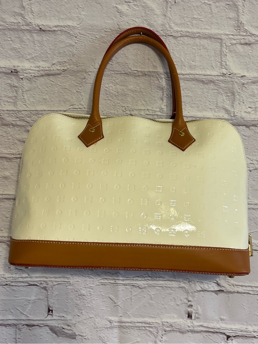 Arcadia Cream Shoulder Bag with Tan Trim